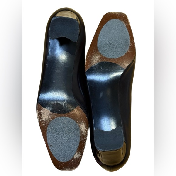 Vintage Stuart Weitzman Dark Brown Patent Leather Block Heel Pumps Size 8 - Picture 4 of 8